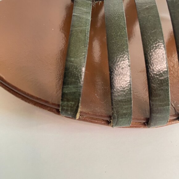 J. Crew Gladiator Sandals Made in Italy Dark Green Leather Strappy Size 9 - Picture 10 of 13